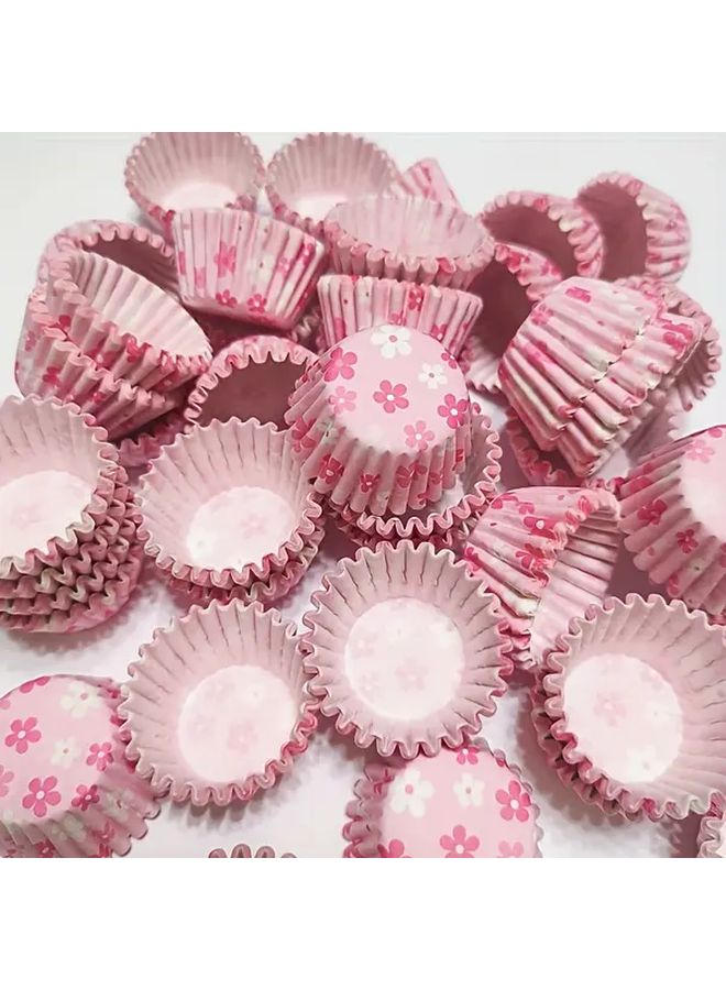 250pcs Pastel Pink Floral Cupcake Liners Reusable Non Stick Baking Cups For Birthday Wedding Party - Image 1